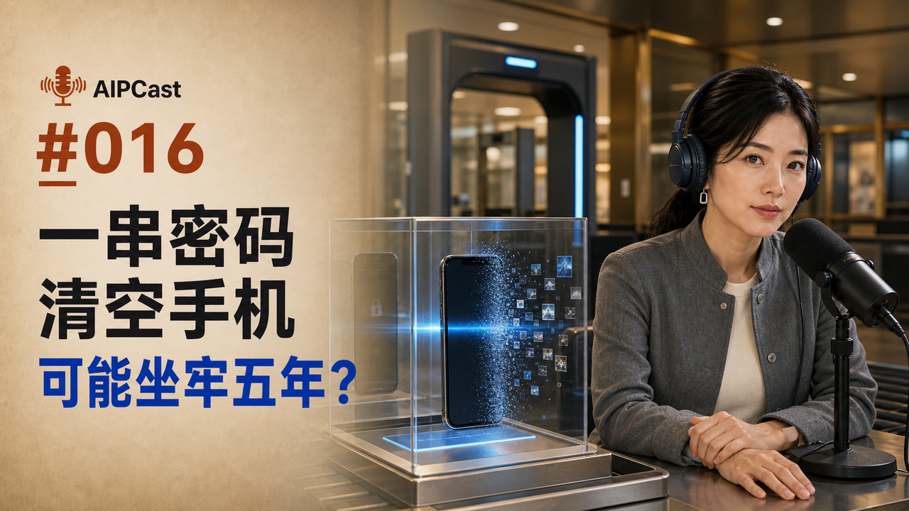 《听懂 AI》第 016 期节目封面:清空手机的密码与五年刑期风险