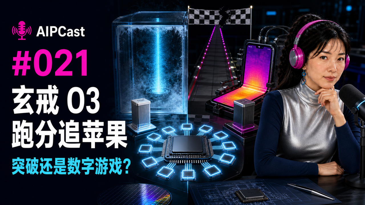 《听懂 AI》第 021 期节目封面:玄戒 O3 跑分、低温实验室与零售机测试
