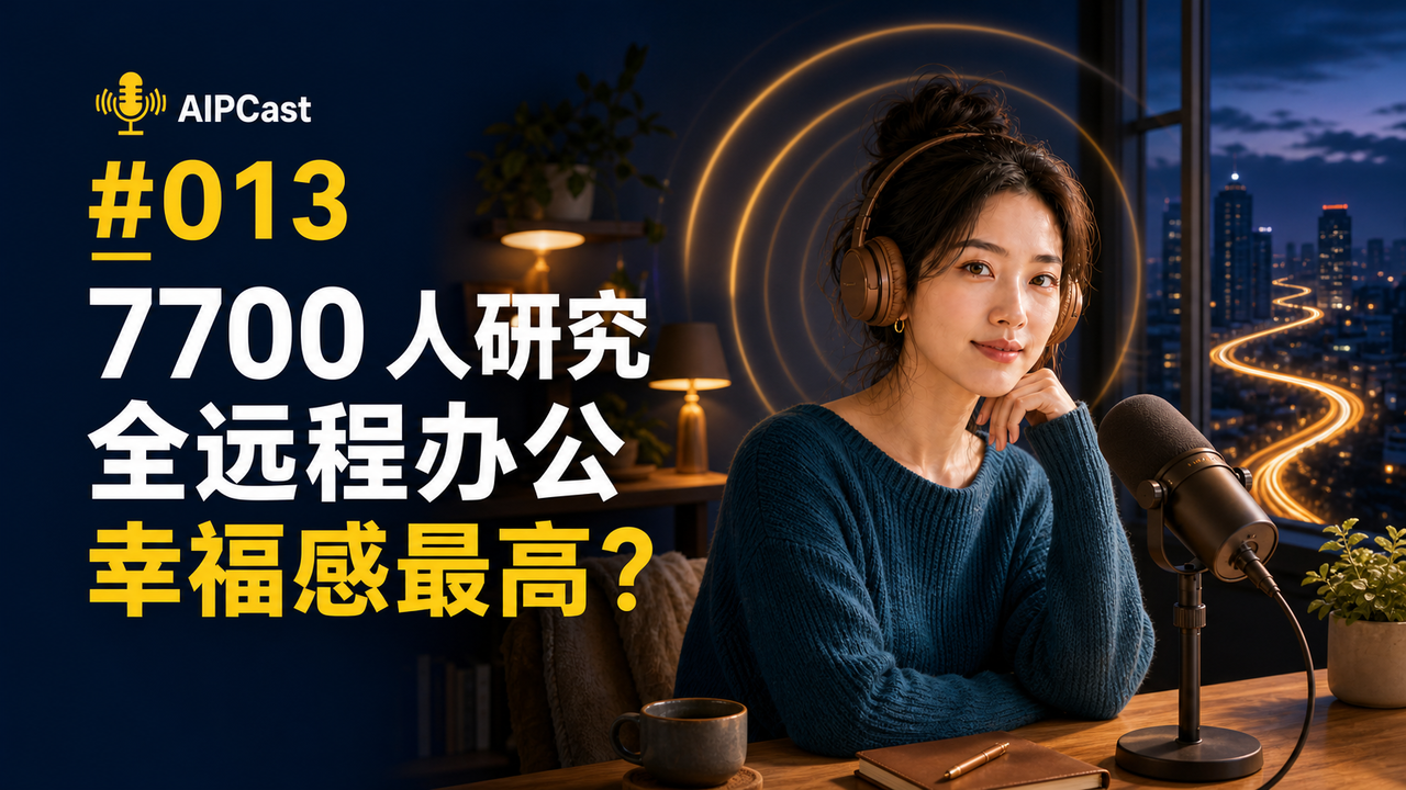 《听懂 AI》第 013 期节目封面:7700 人研究与远程办公幸福感