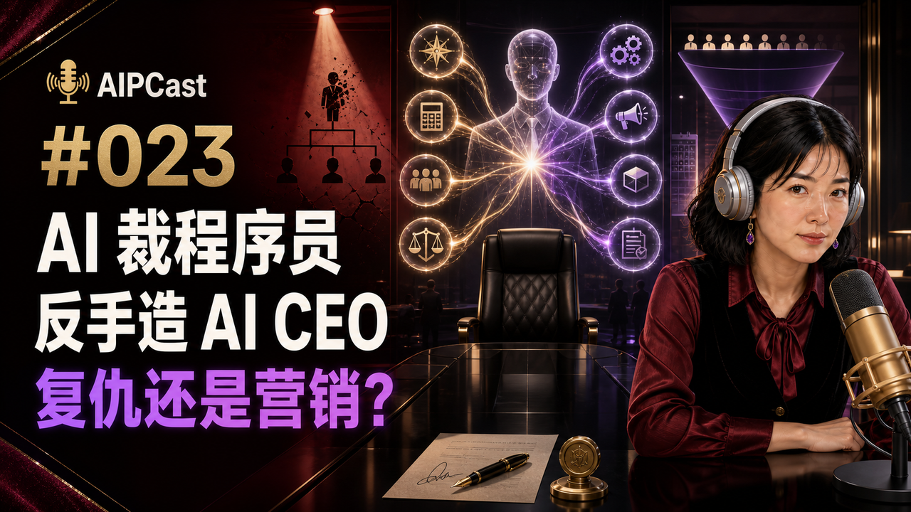 《听懂 AI》第 023 期节目封面：AI 裁员、AI CEO 与复仇起源疑问